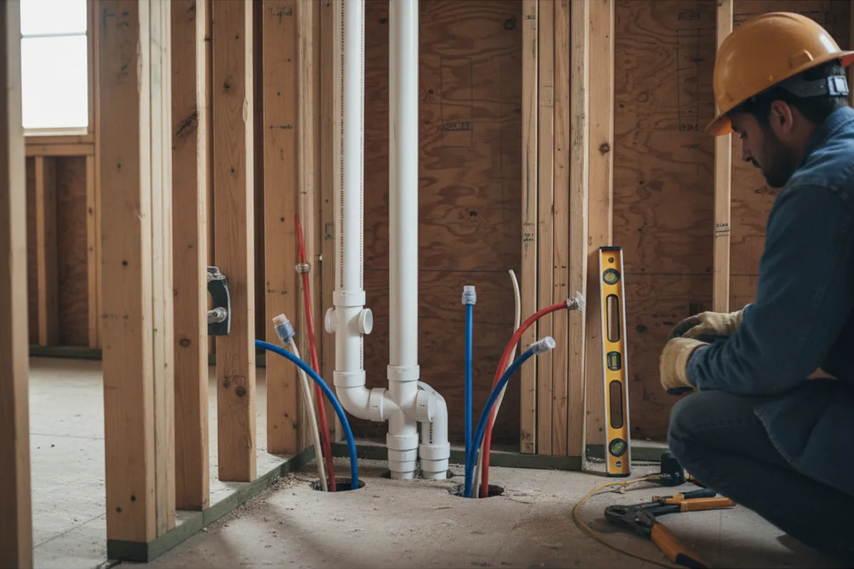 Drain and supply rough-in during Drain Cleaning in Bennington